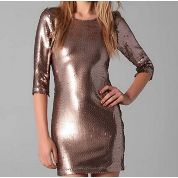 BB Dakota Champagne Sequins Mini Dress NEW WITH TAGS size XS - Picture 1 of 7